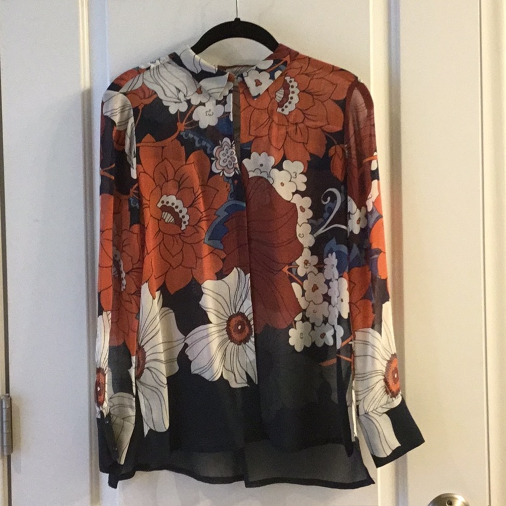 Ecru sheer blouse size XS